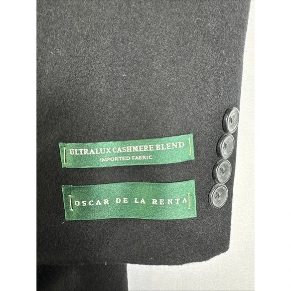 Oscar De La Renta Cashmere Wool Blend Black Blazer Jacket 41R NWT